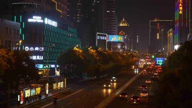 夜光长沙市区交通街桥全景4k中国视频素材