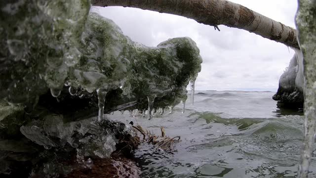 冰冷的湖岸视频素材