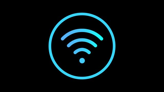 WIFI信号动画图标上的黑色背景。4 k的视频视频下载