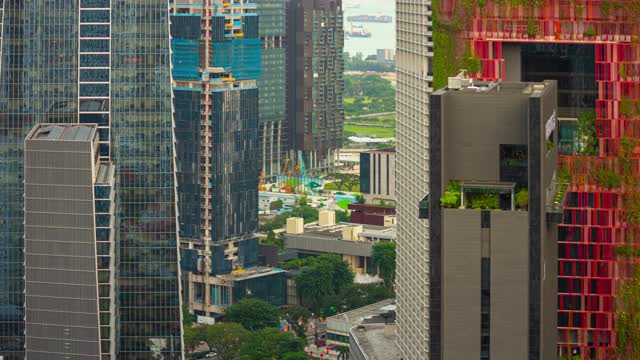 阳光明媚的一天新加坡市区著名的屋顶街景时间间隔为4k视频素材