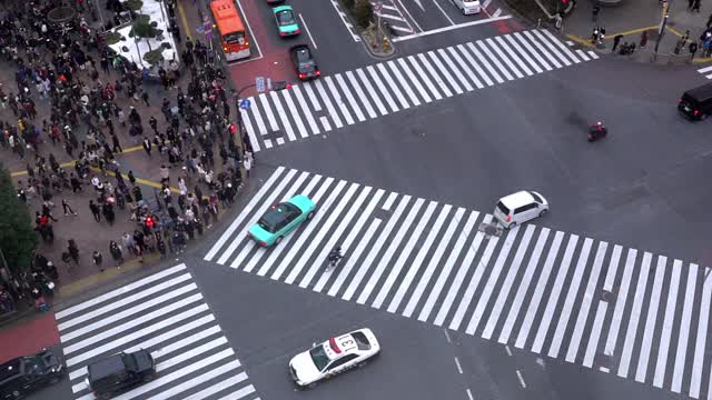 慢镜头鸟瞰图行人拥挤在涉谷日本东京视频素材