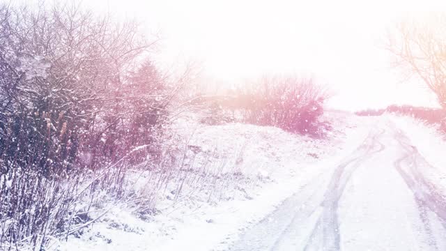 在冬天的景观上的雪的光点的数字动画视频素材