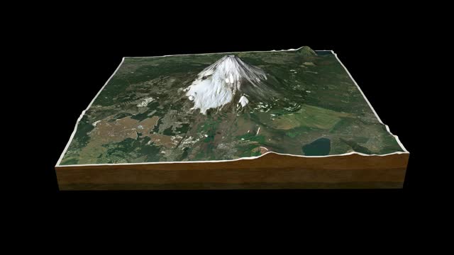 富士山地图3D渲染360度循环动画视频素材