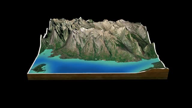 落基山脉地图3D渲染360度循环动画视频素材