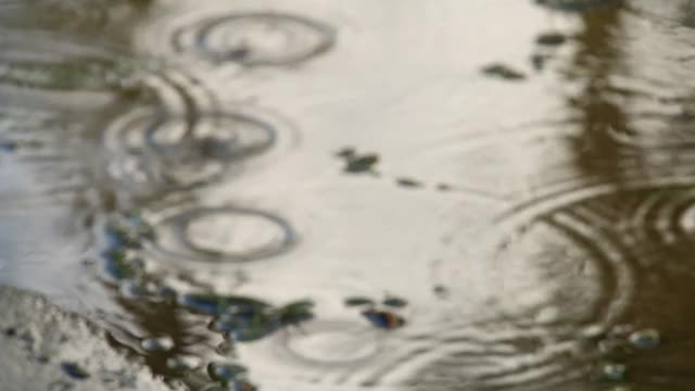 模糊的砖路背景与雨滴视频素材