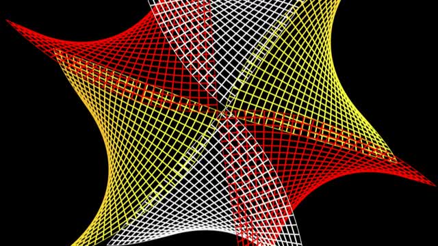 抽象线框彩色表面相交和旋转- 3D渲染视频剪辑视频素材