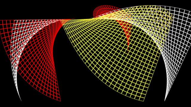 抽象线框彩色表面相交和旋转- 3D渲染视频剪辑视频素材