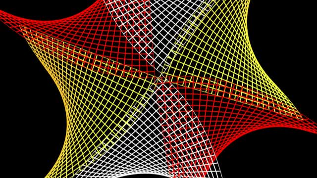 抽象线框彩色表面相交和旋转- 3D渲染视频剪辑视频素材