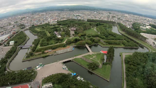 日本北海道函馆五日阁星堡鸟瞰图视频素材