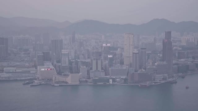 九龙天际线城市景观，香港。空中无人机视图视频素材