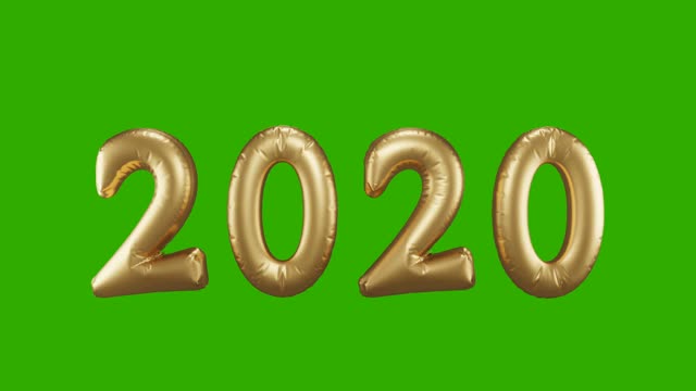 金箔气球的数字是2020年。新年概念，3d插图视频素材