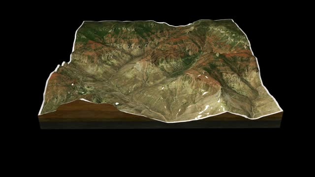 美国大峡谷地形地图3D渲染360度循环动画视频素材