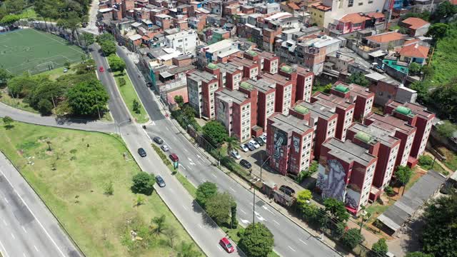 运输航空的场景。高速公路道路景观。城市生活的场景。城市景观。空中区。巴西圣保罗边际铁特路鸟瞰图。高速公路道路。高速公路道路。多车道公路。巴西圣保罗的边际铁特。视频素材