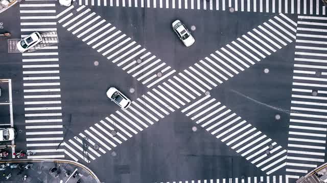 T/L无人机视角的城市街道十字路口视频素材