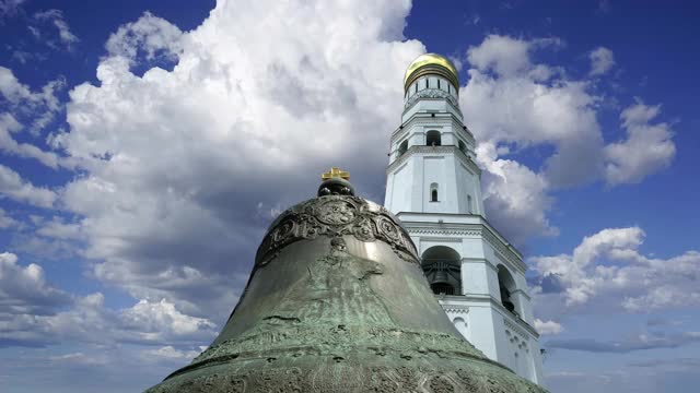 沙皇钟，莫斯科克里姆林宫，俄罗斯——也被称为Tsarsky Kolokol, Tsar Kolokol III，或皇家钟视频素材