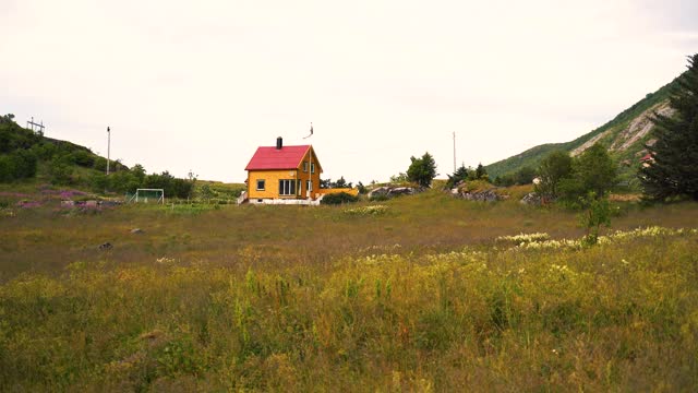 挪威风景与峡湾在罗浮敦群岛，挪威视频素材