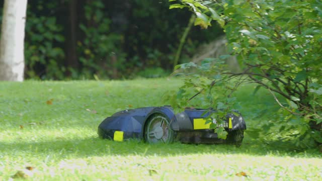 爱沙尼亚地面上运行的小型割草机视频素材