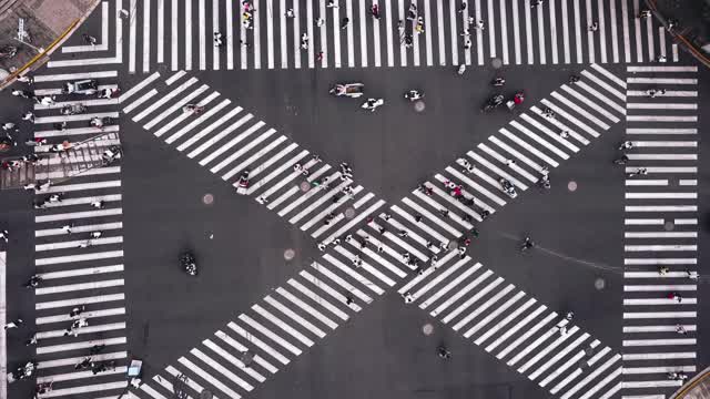 无人机视角的城市街道十字路口视频素材