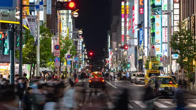 4K时光流逝:日本东京新宿地区交通拥挤。视频下载