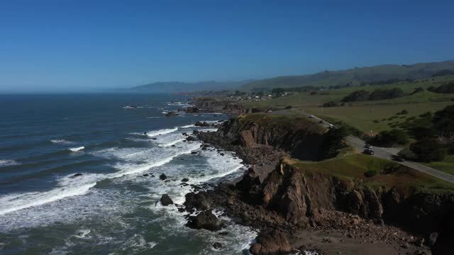 海岸公路1崎岖的海岸线风景加州无人机查看北部Bodega湾视频素材