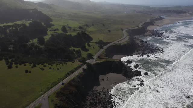 海岸公路1崎岖的海岸线风景加州无人机查看北部Bodega湾视频素材