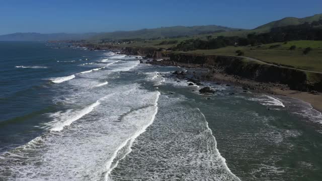 海岸公路1崎岖的海岸线风景加州无人机查看北部Bodega湾视频素材