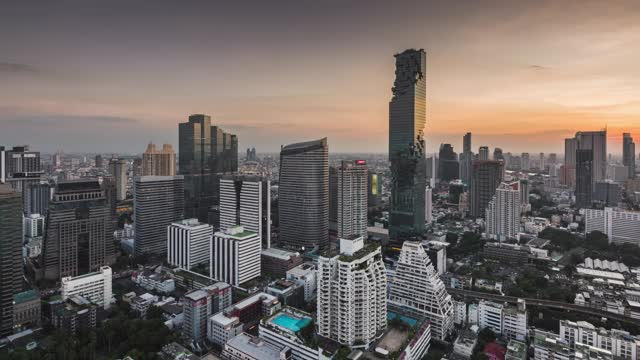 泰国曼谷城市天际线的延时摄影视频素材