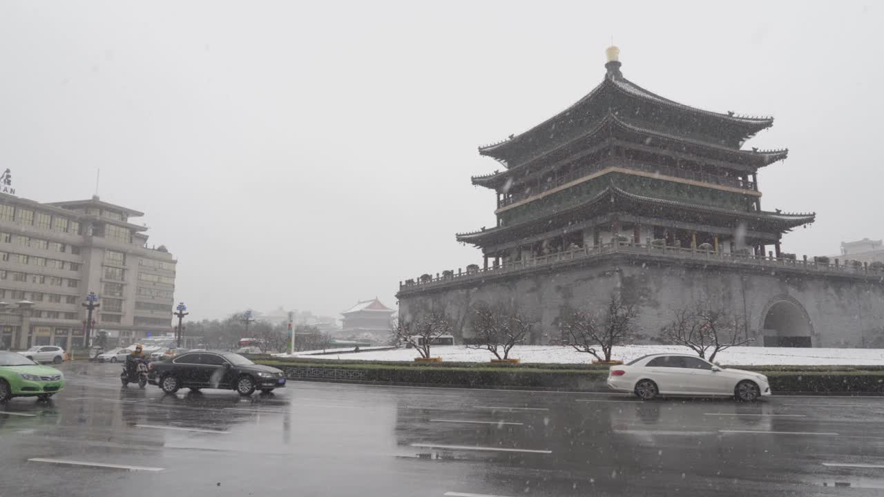 中国西安的雪。视频素材