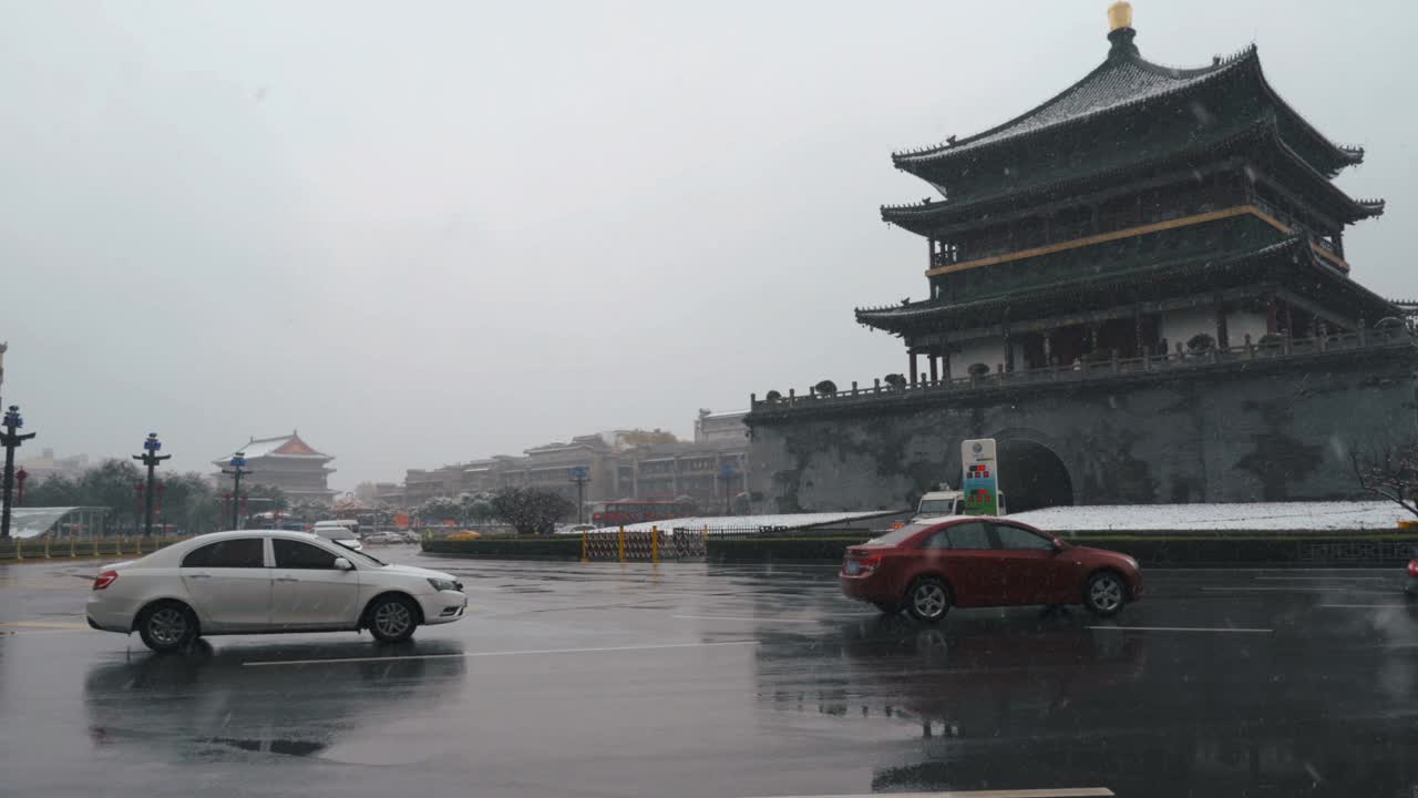 中国西安的雪。视频素材