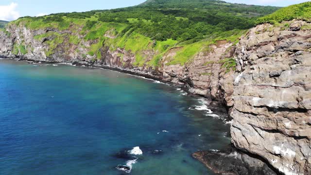 在太平洋海岸上空低空飞行。堪察加半岛视频素材