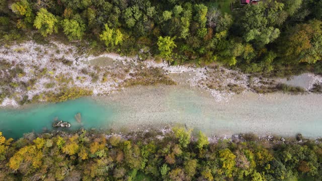 Following River Soča From Directly Above视频素材