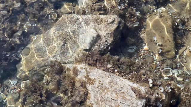 希腊清澈的爱琴海中的水下岩石视频素材