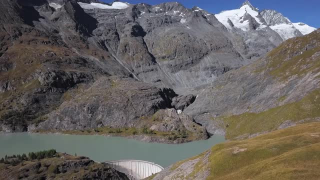 大格洛克纳冰川和风景优美的高山公路，奥地利鸟瞰图视频素材