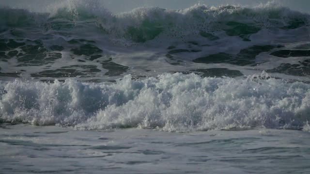 大风暴的海浪，慢动作视频素材