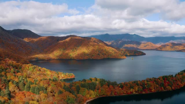 Chuzenji和Mt Nantai湖视频素材