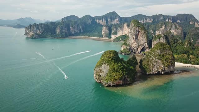 热带绿松石泻湖Pranang海滩泰国视频素材