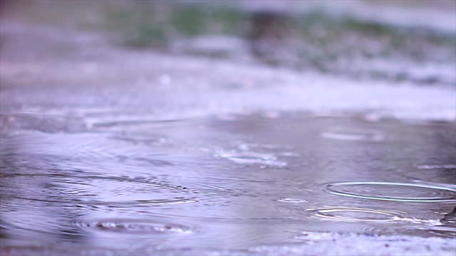 雨滴落在沥青上视频素材