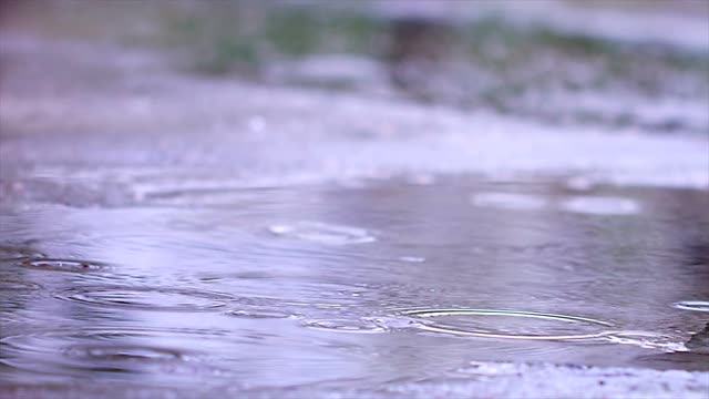 雨滴落在沥青上视频素材