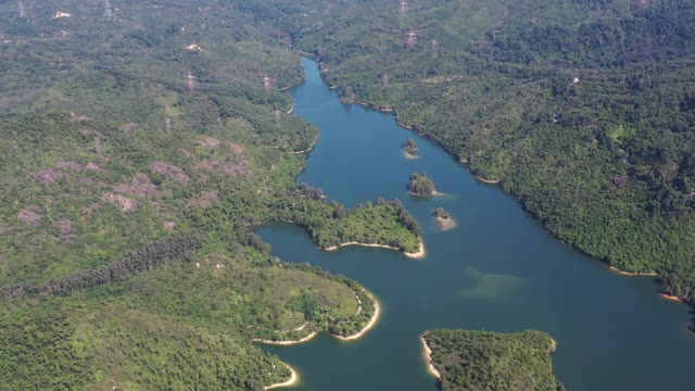 水库景观鸟瞰图视频素材