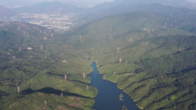 水库景观鸟瞰图视频素材