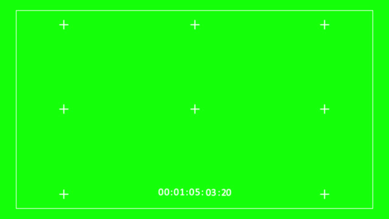视频记录框绿屏，相机取景器数字叠加显示(01:05:03开始，01:05:32结束)视频素材