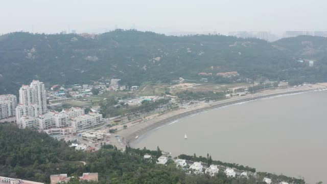 鸟瞰图的黑沙海滩，澳门视频素材