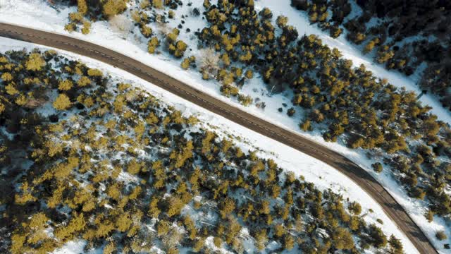 冬季道路鸟瞰图视频素材