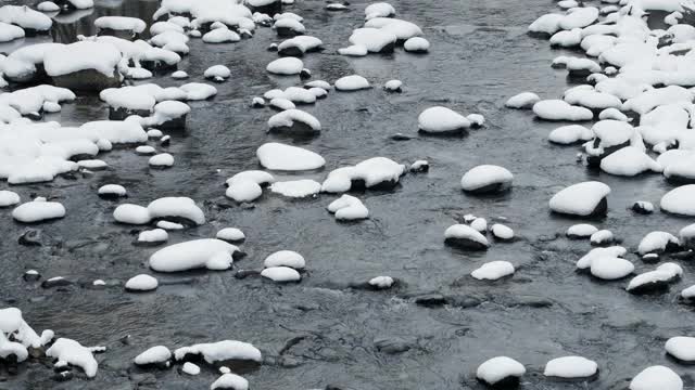 北海道森林小溪降雪视频素材