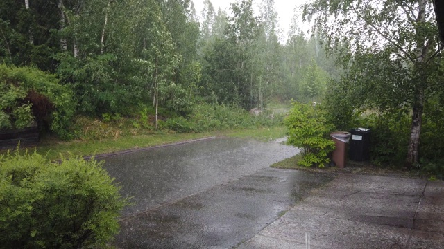 芬兰，雷雨期间下大雨视频素材