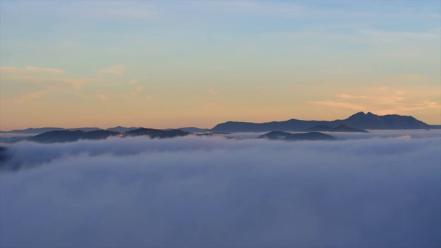 美丽的风景，森林树木与云雾雾视频素材