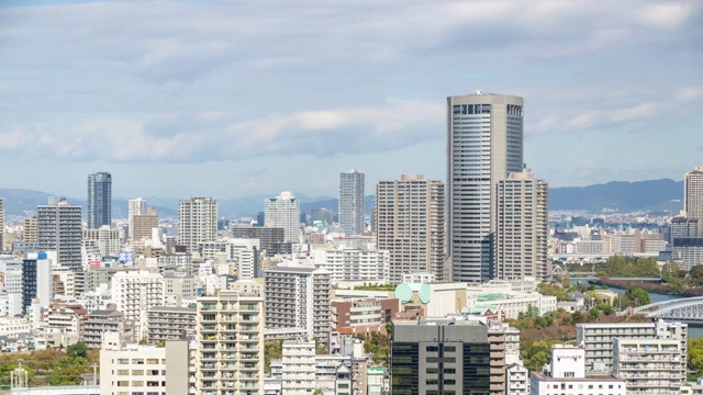 日本大阪市中心的航空观。视频素材