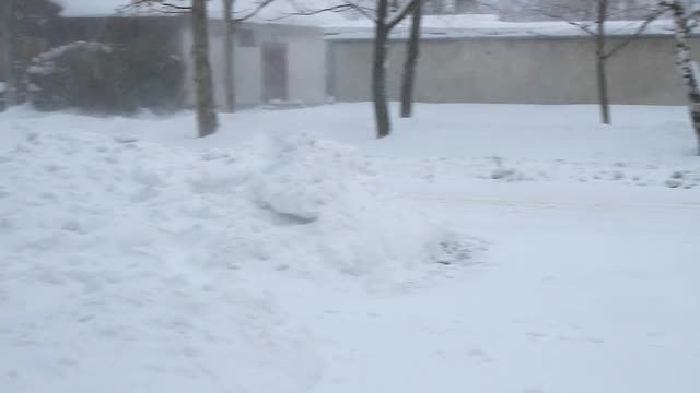 12月的一天，城市街道上的暴风雪视频素材