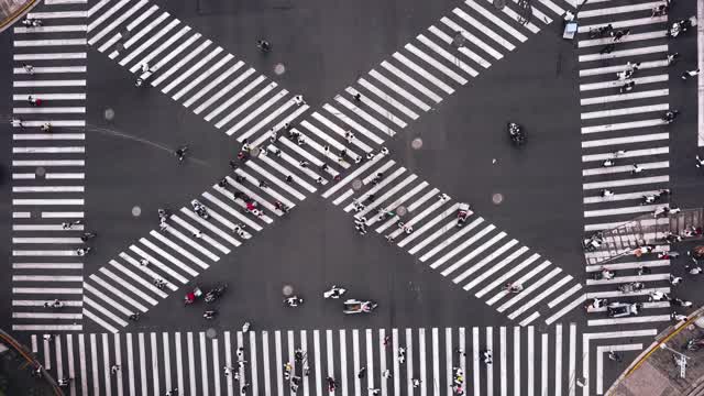 无人机视角的城市街道十字路口视频素材