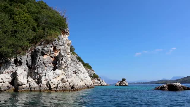 希腊莱夫卡达岛的海岸自然景观，海景视频素材